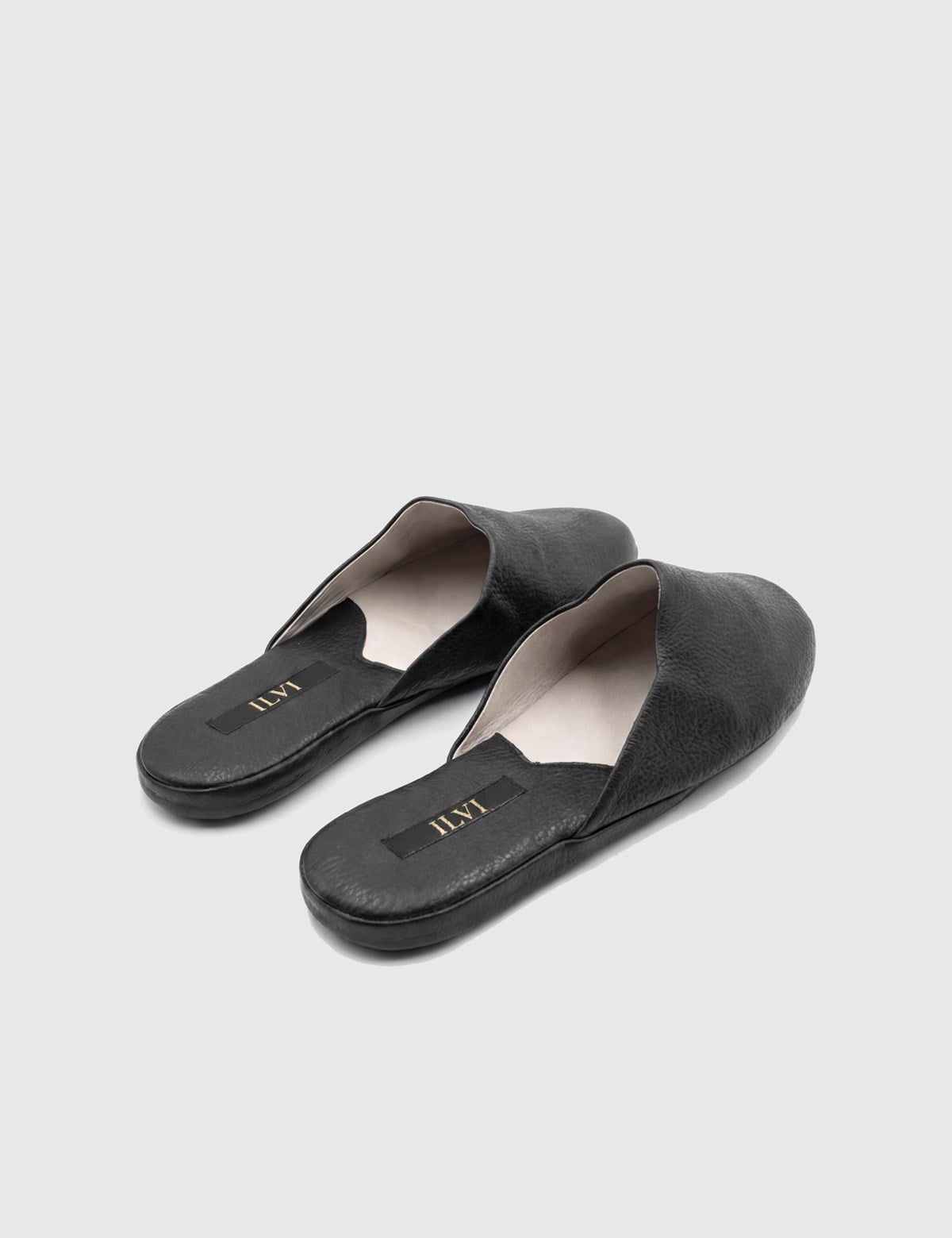 Vittorio Black Floater Leather Men's House Slipper