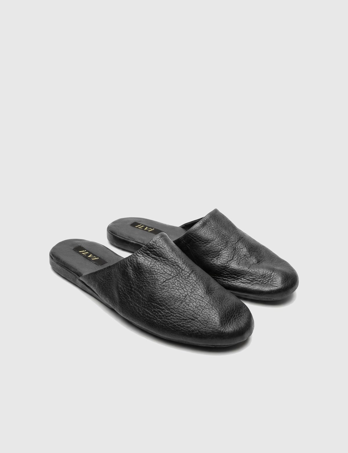 Vittorio Black Floater Leather Men's House Slipper
