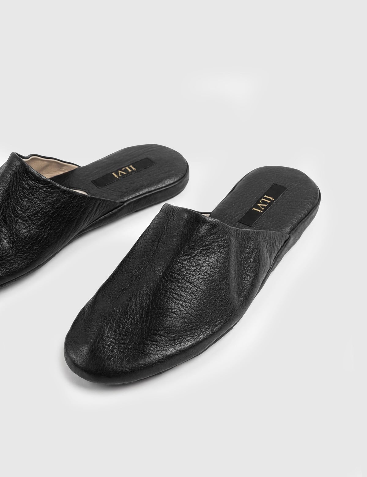 Vittorio Black Floater Leather Men's House Slipper