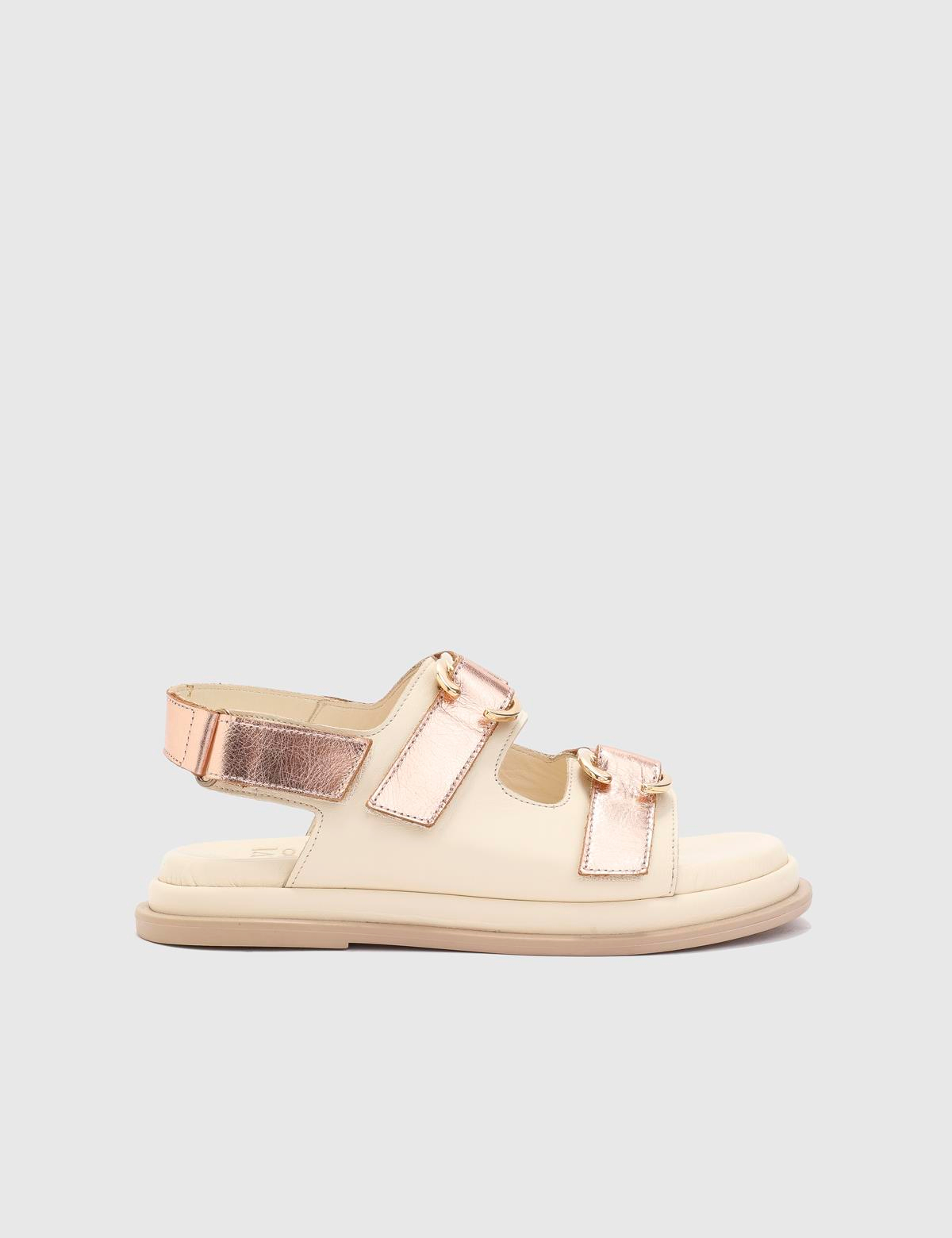 Vladıka Beige Leather Women's Sandal