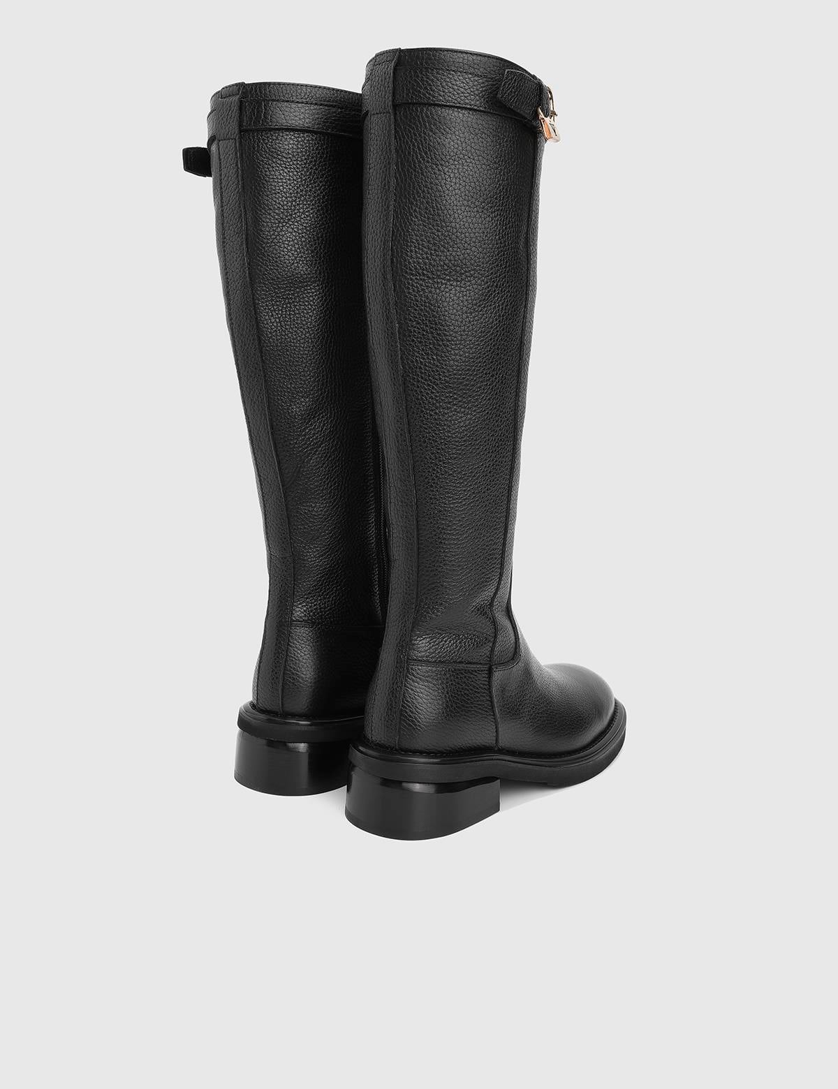 Vona Black Floater Leather Women's High Boot