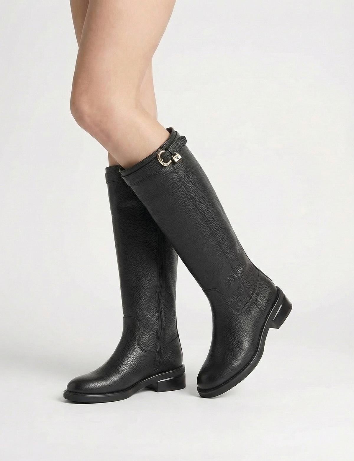 Vona Black Floater Leather Women's High Boot