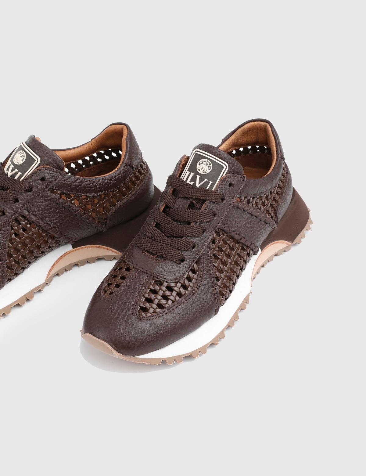 Vynra Brown Woven Leather Women's Sneaker