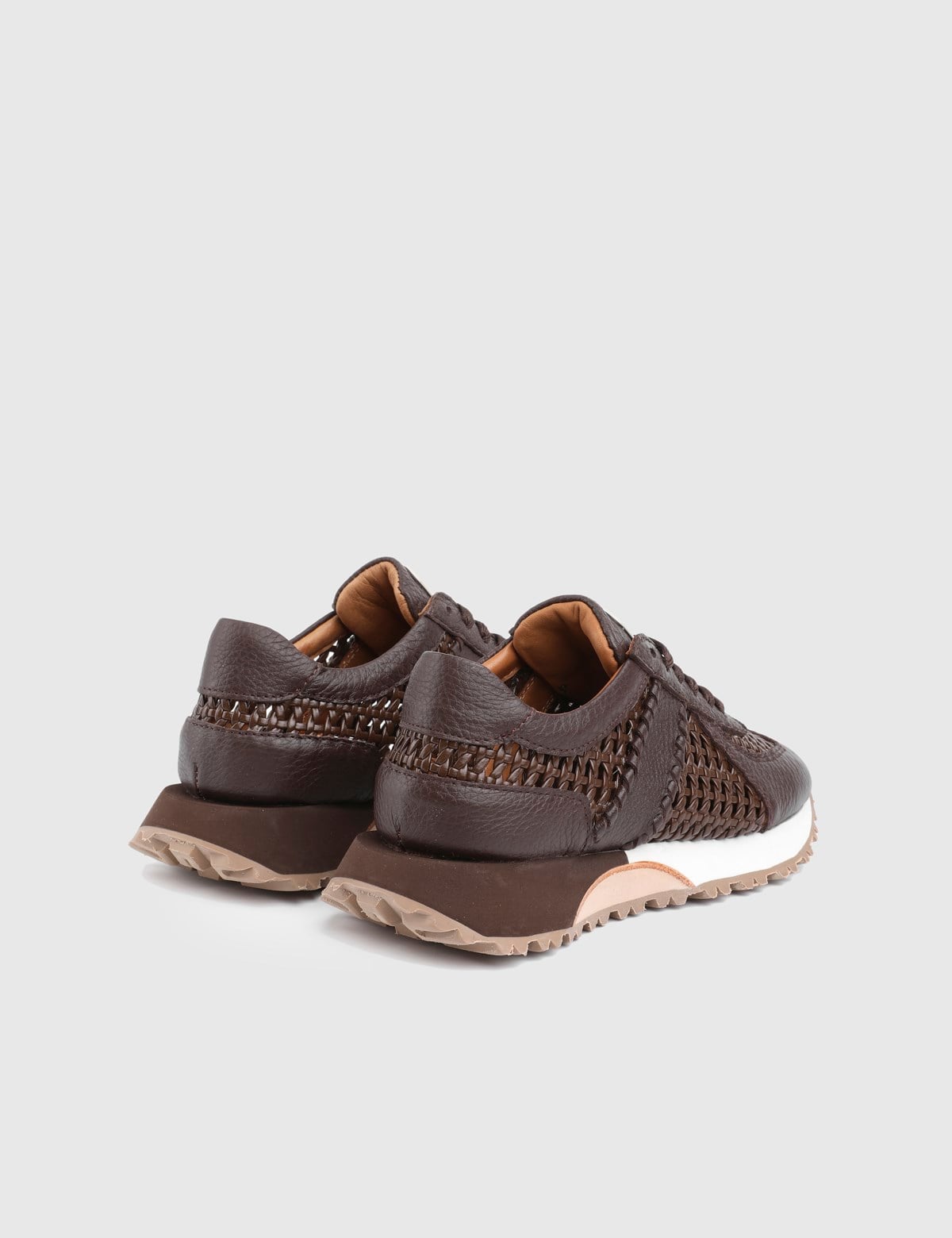 Vynra Brown Woven Leather Women's Sneaker