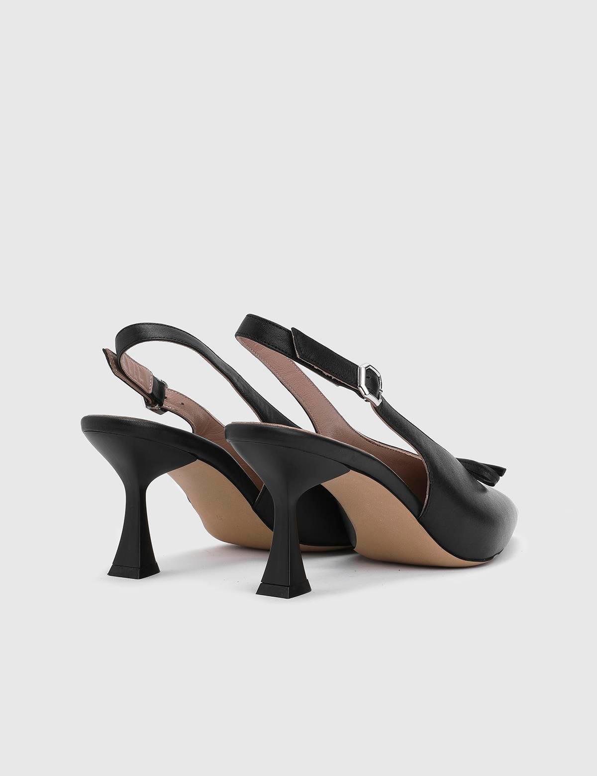 Vyver Black Leather Women's Heeled Sandal