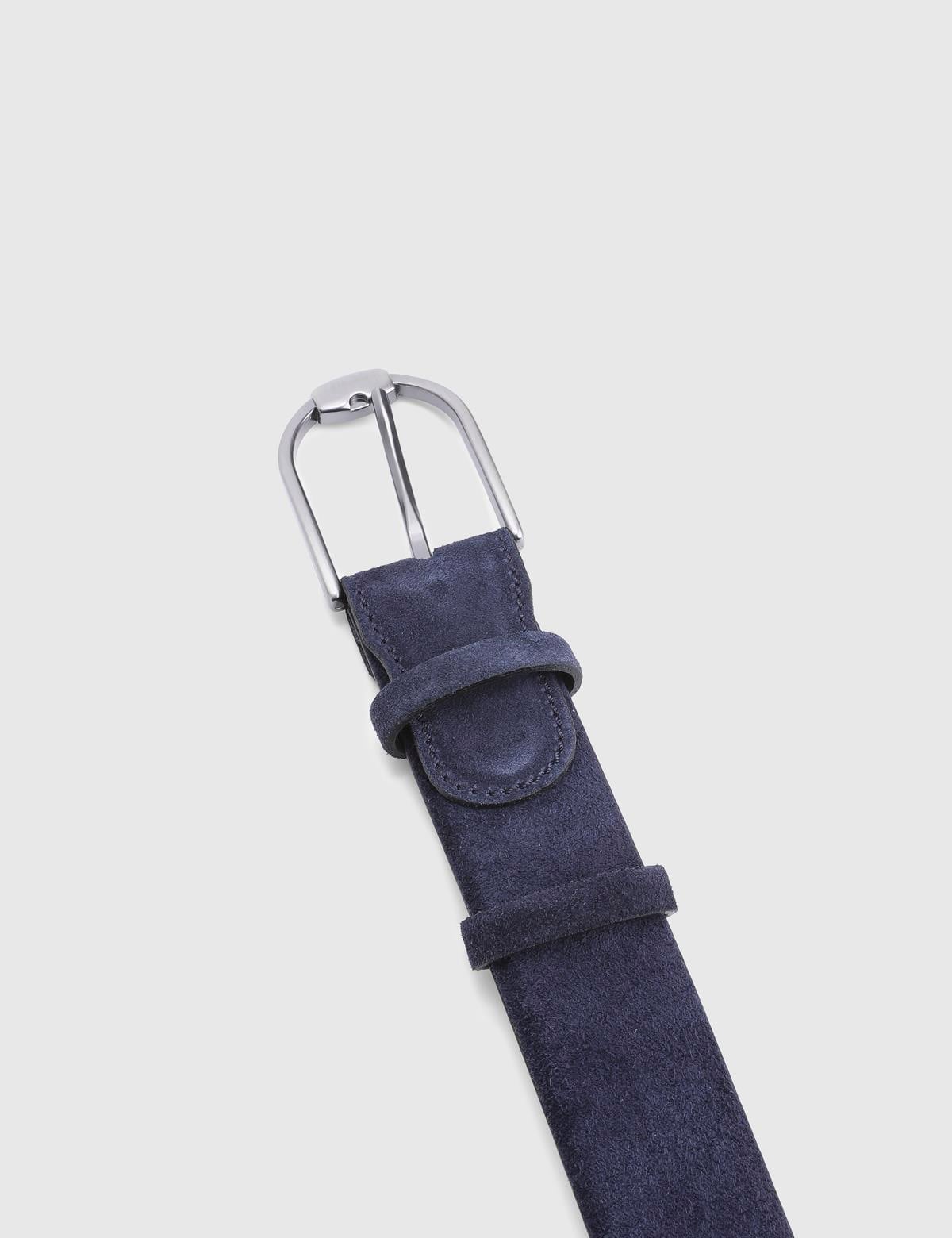 Warren Navy Blue Suede Leather Men's Belt
