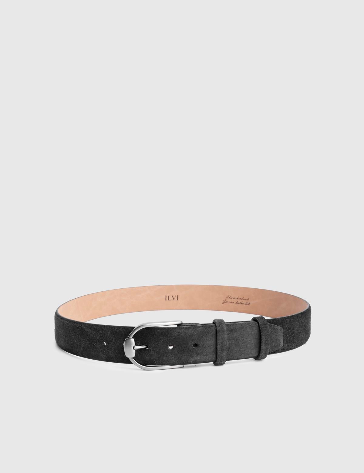 Warren Black Suede Leather Men's Belt