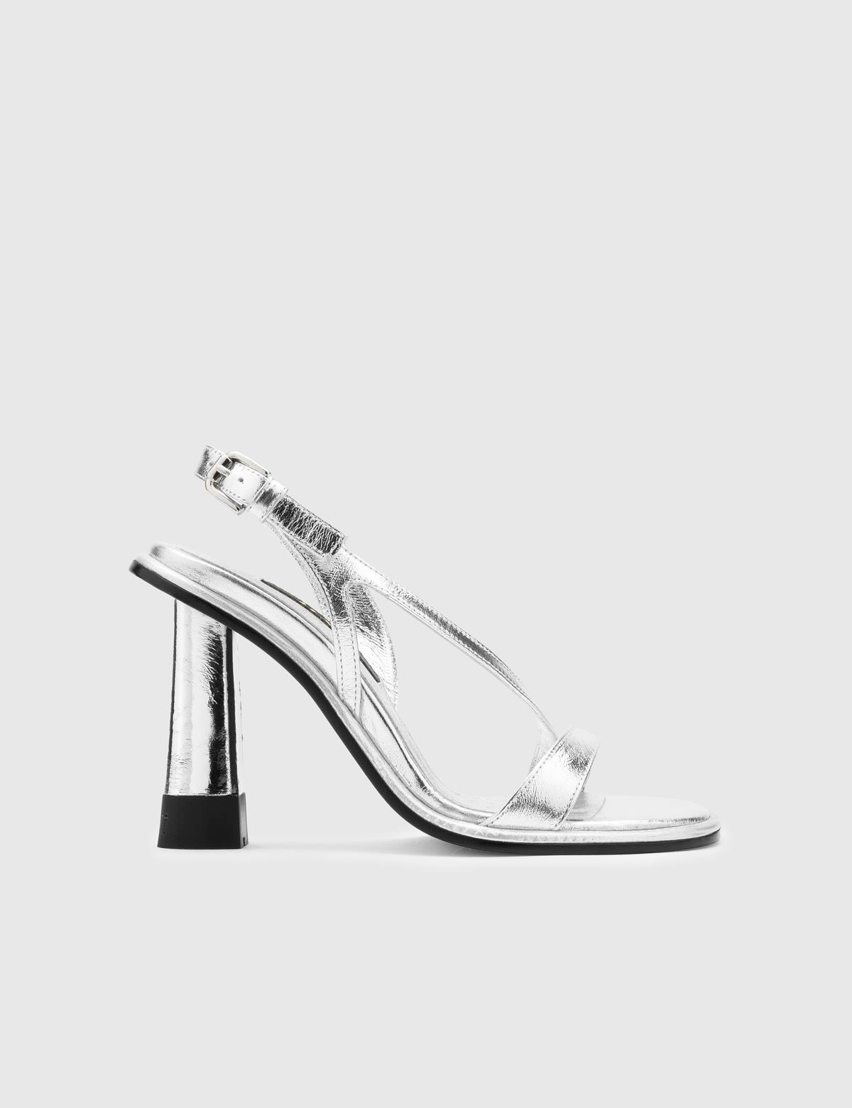 Wilson Silver Leather Women's Heeled Sandal