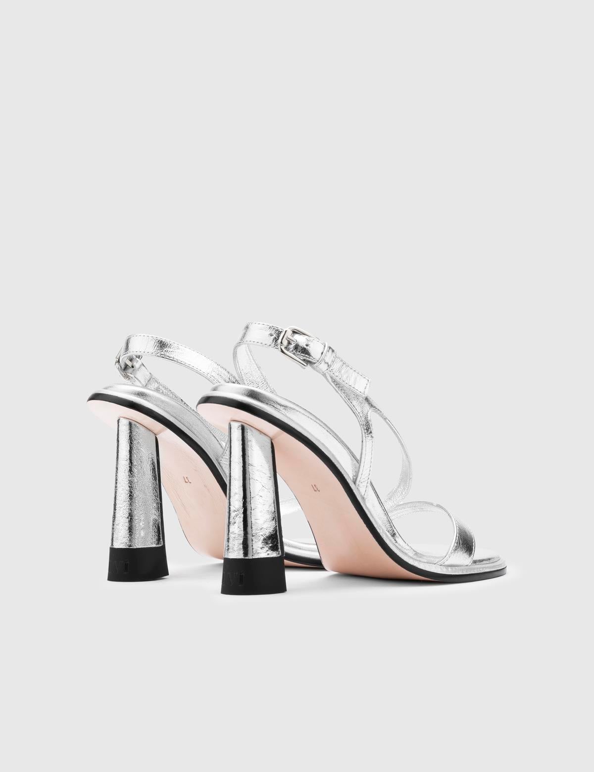 Wilson Silver Leather Women's Heeled Sandal