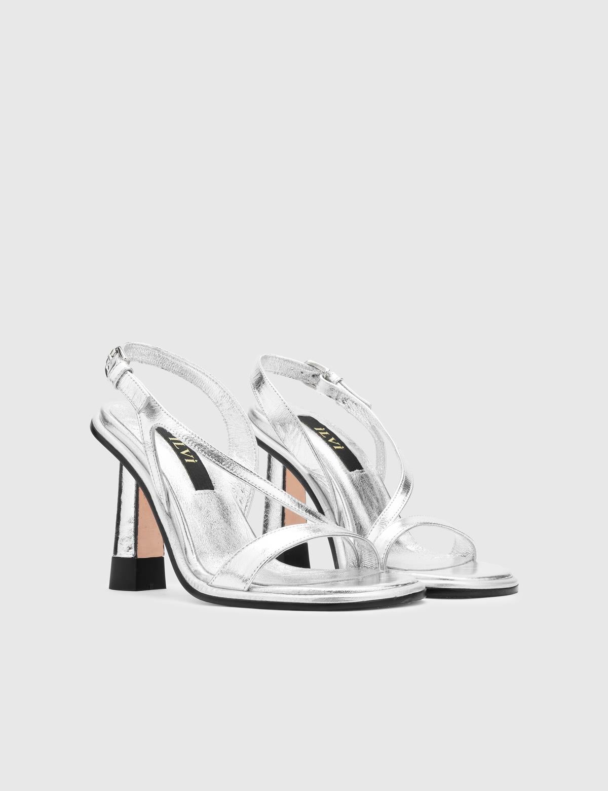 Wilson Silver Leather Women's Heeled Sandal