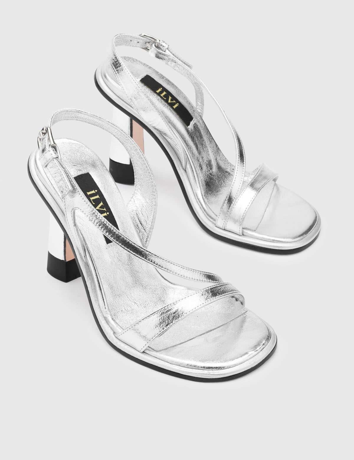 Wilson Silver Leather Women's Heeled Sandal