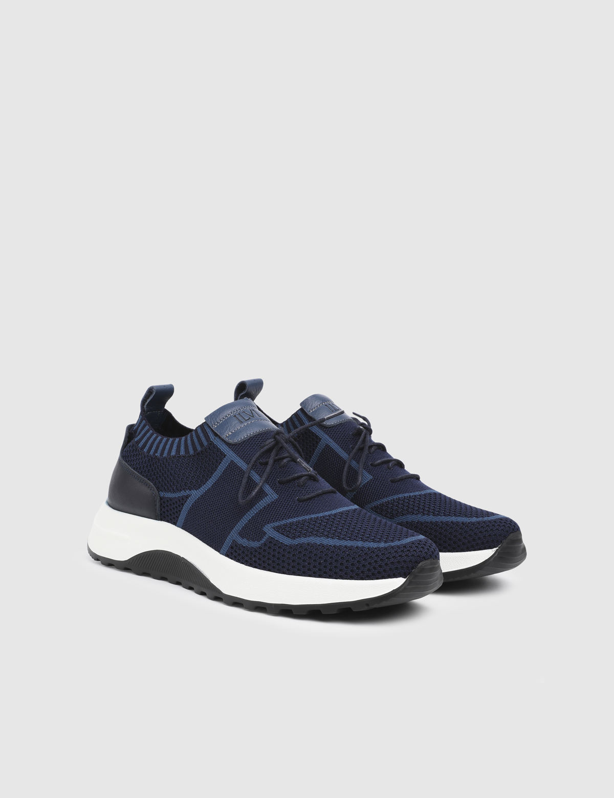 Wren Navy Blue Leather Tricot Men's Sneaker