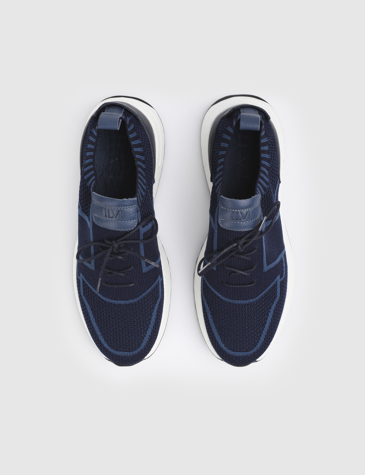 Wren Navy Blue Leather Tricot Men's Sneaker