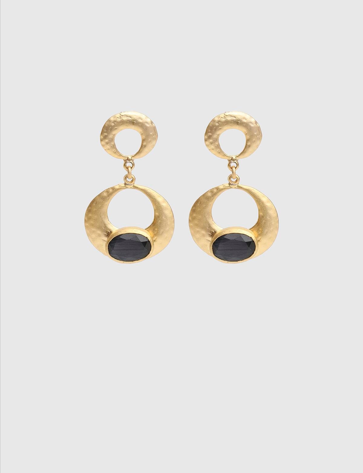 Yoana Gold Women's Earrings with Grey Stones
