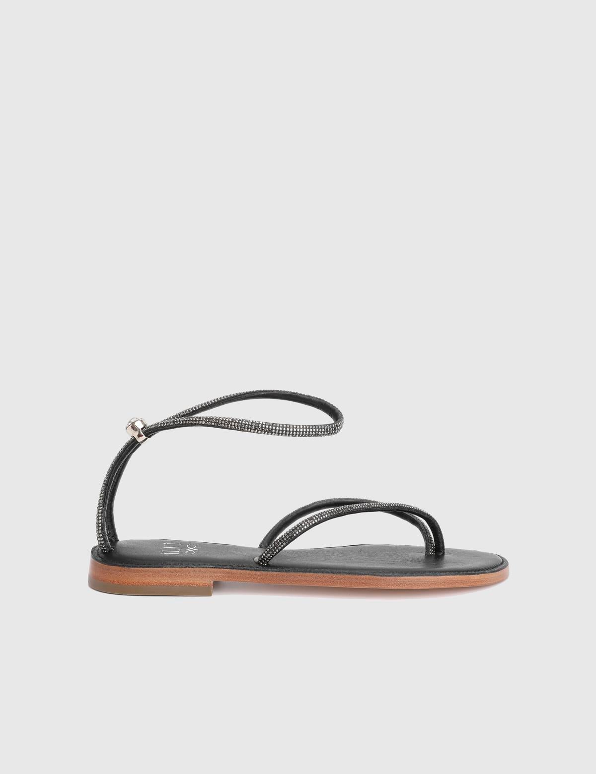Yuhgara Black Floater Leather Women's Sandal