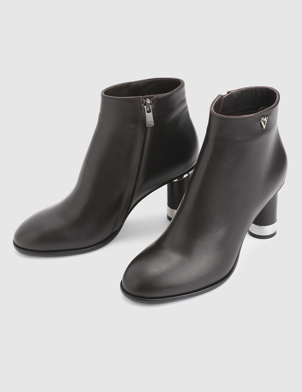 Yujno Brown Leather Women's Heeled Boot