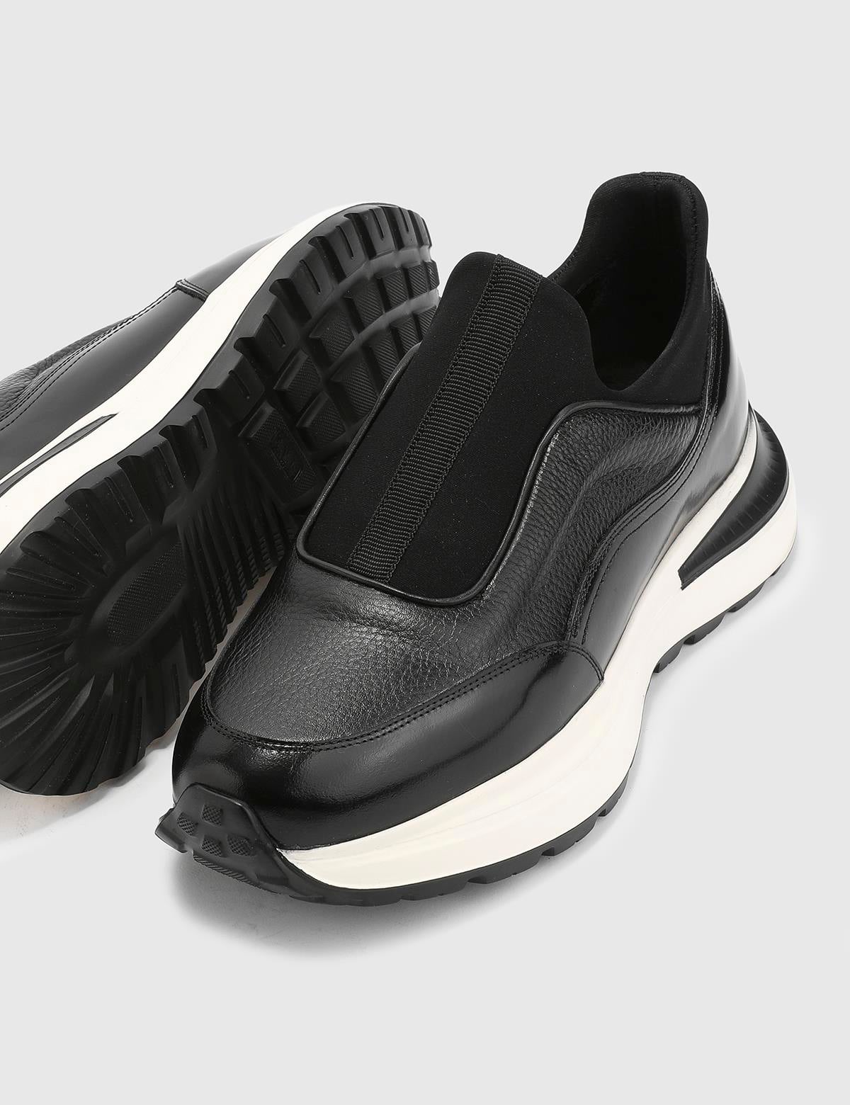 Zerbi Black Florentic Leather-Floater Leather Men's Sneaker