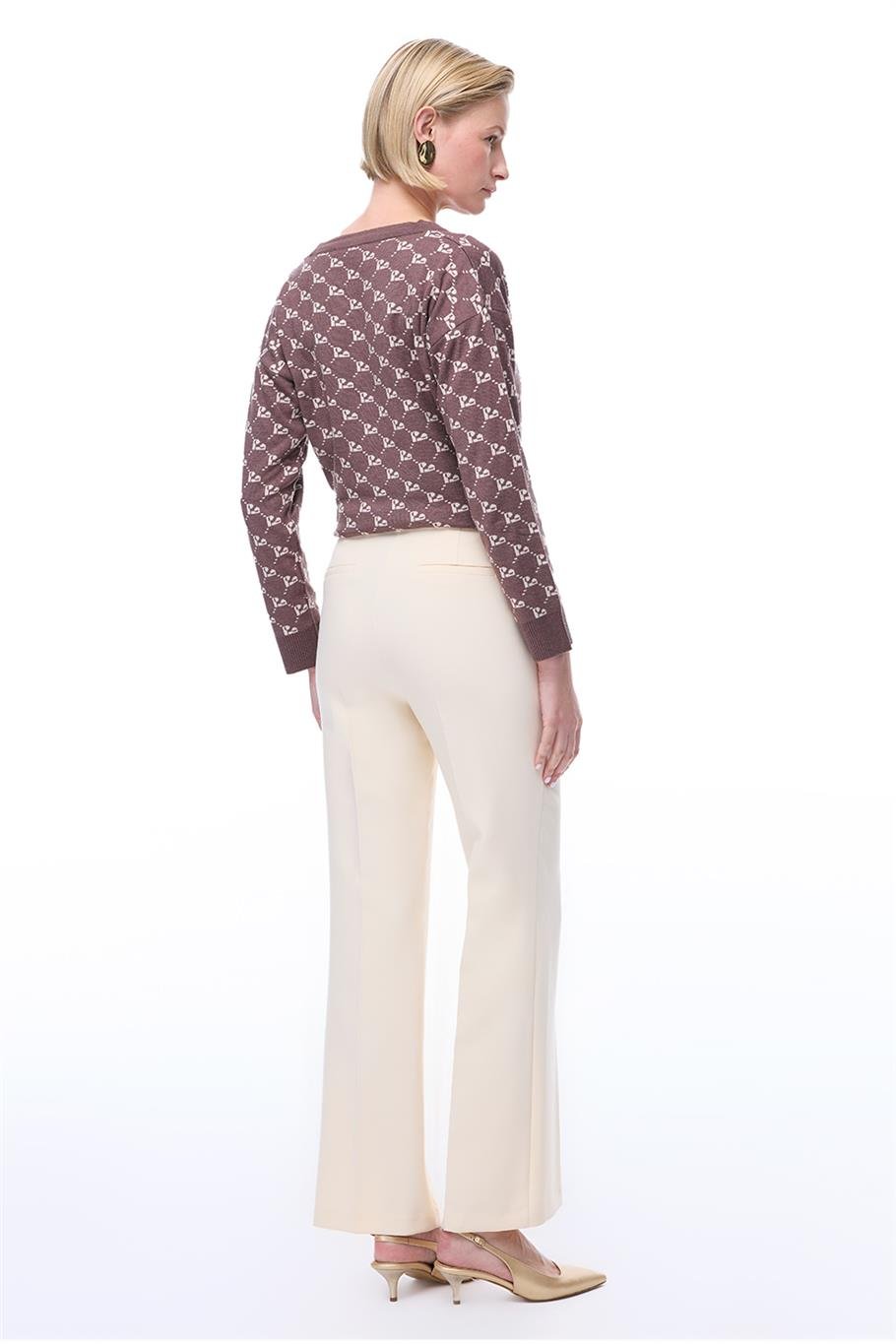 Açık Bej Yüksek Bel Slim Fit Dar Paça Pantolon