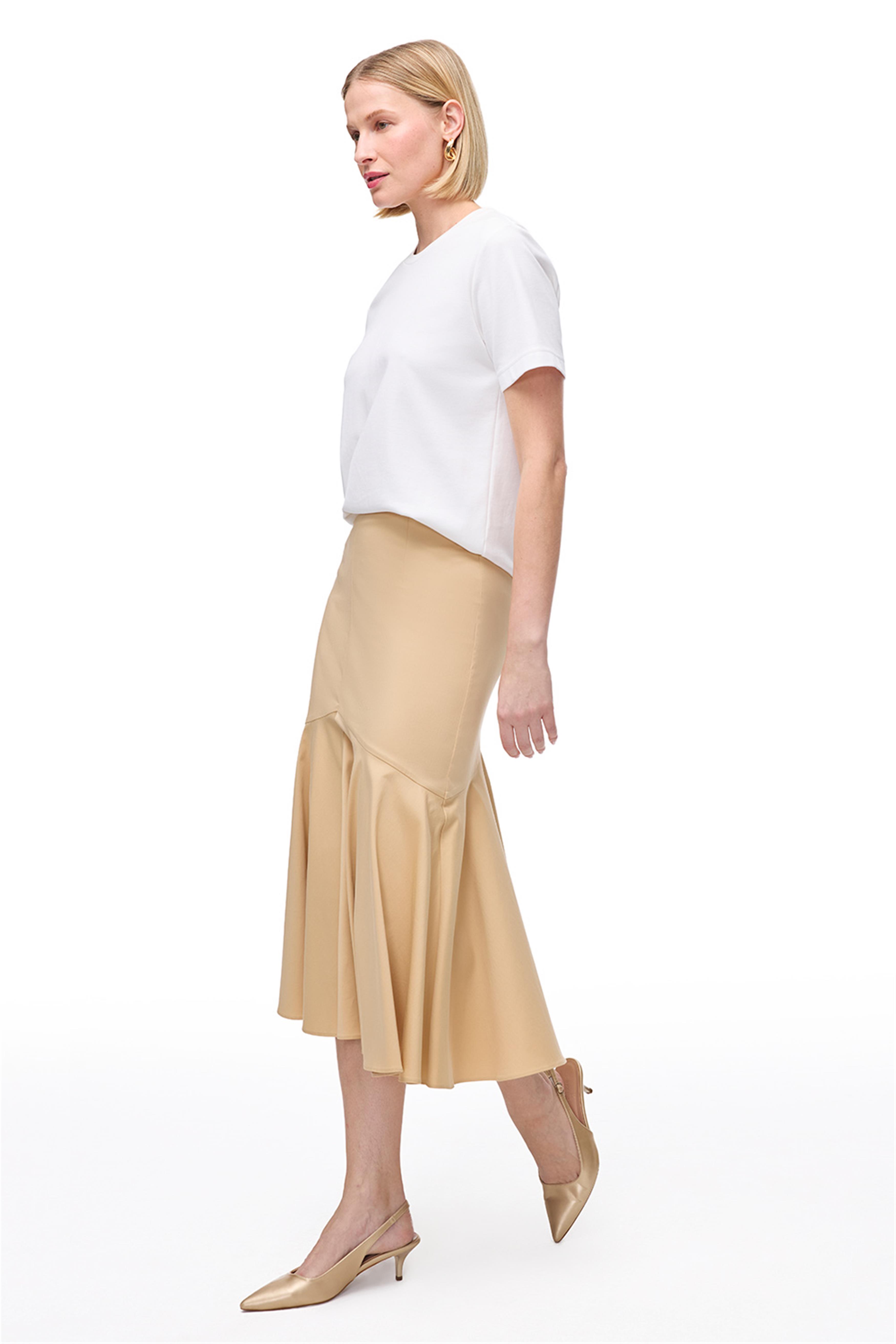 Açık Devetüğü Fermuarlı Midi Pamuklu Etek