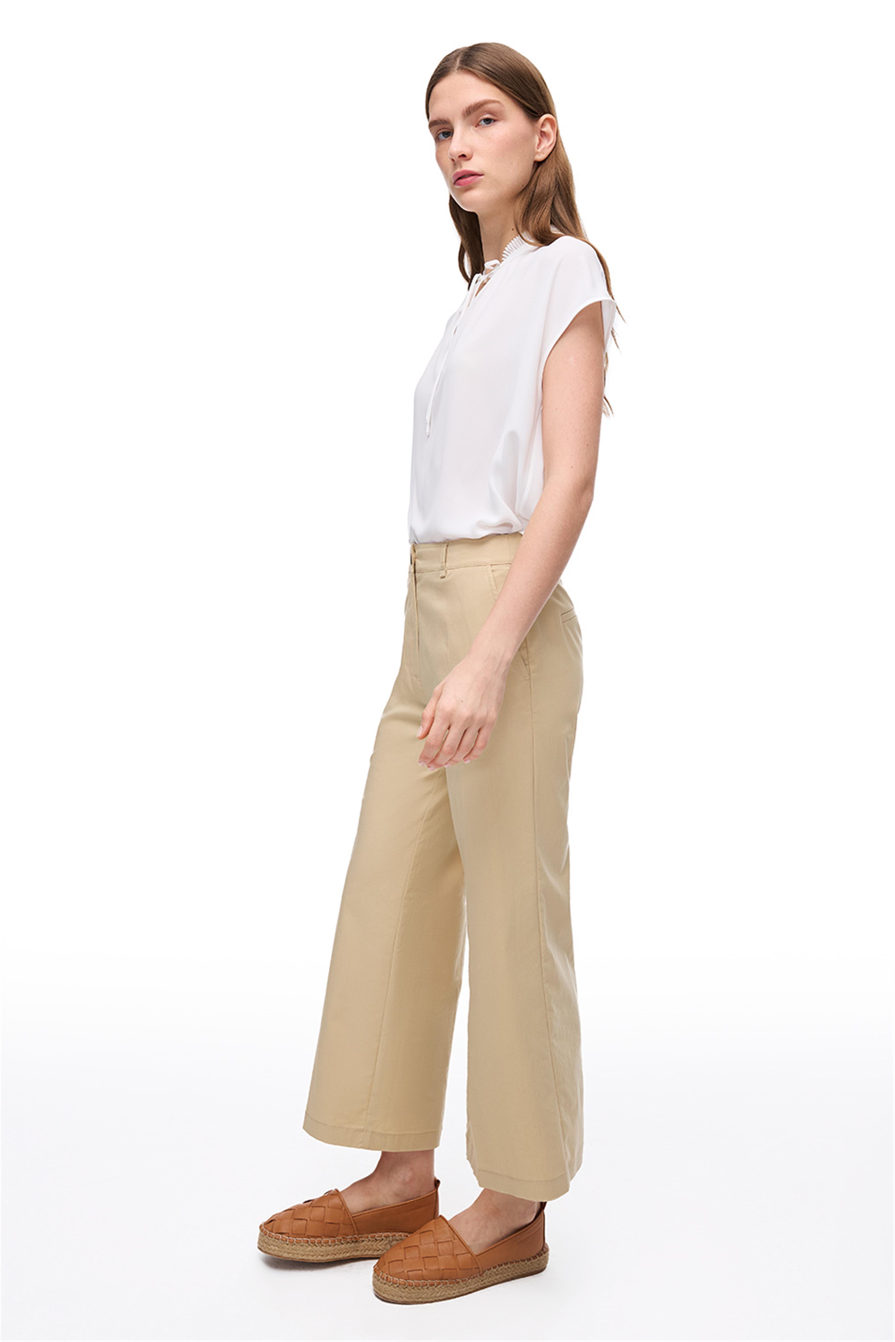 Açık Devetüyü Yüksek Bel Geniş Paça Pantolon