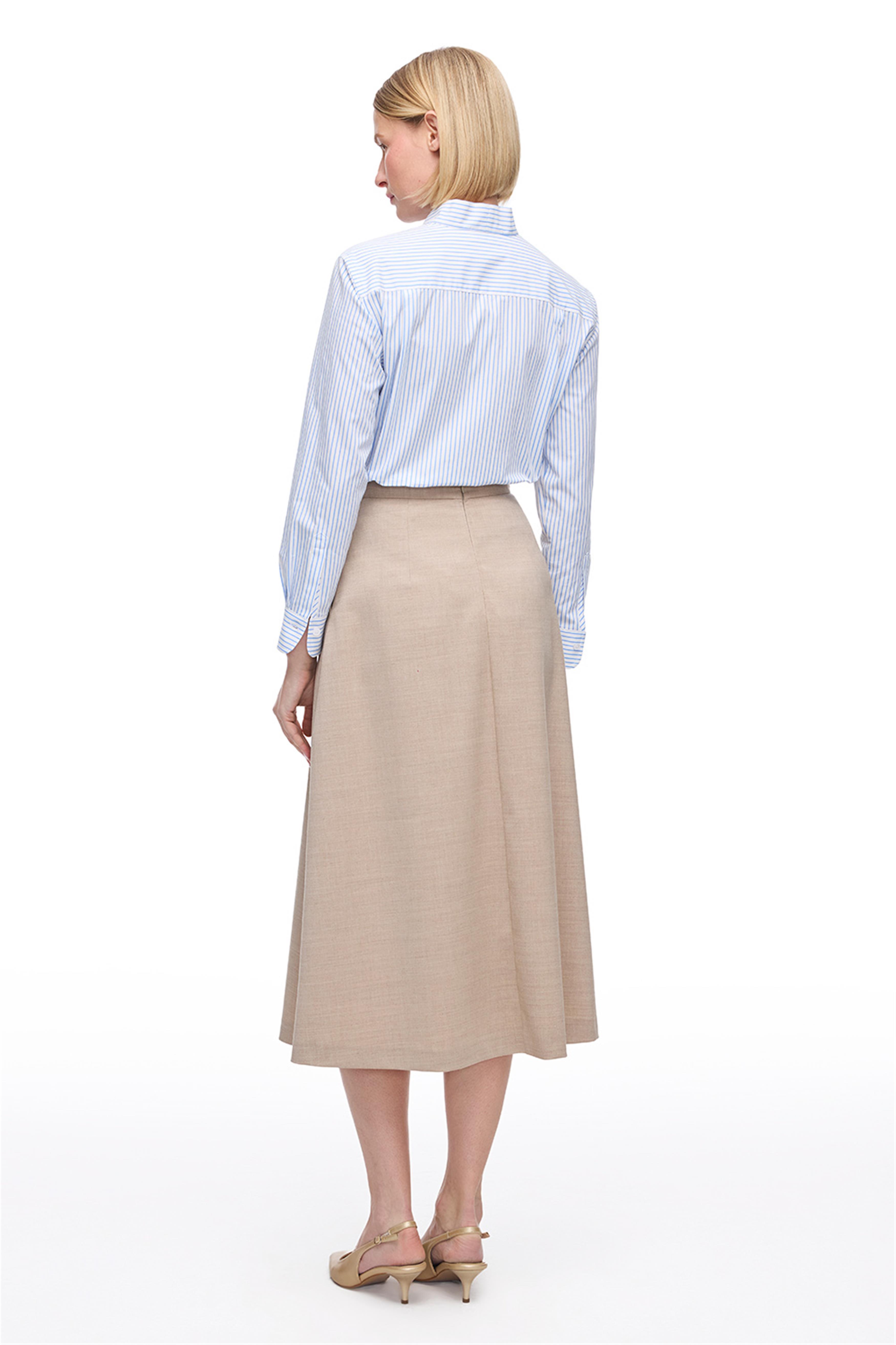 Açık Devetüyü Yüksek Bel Midi Etek