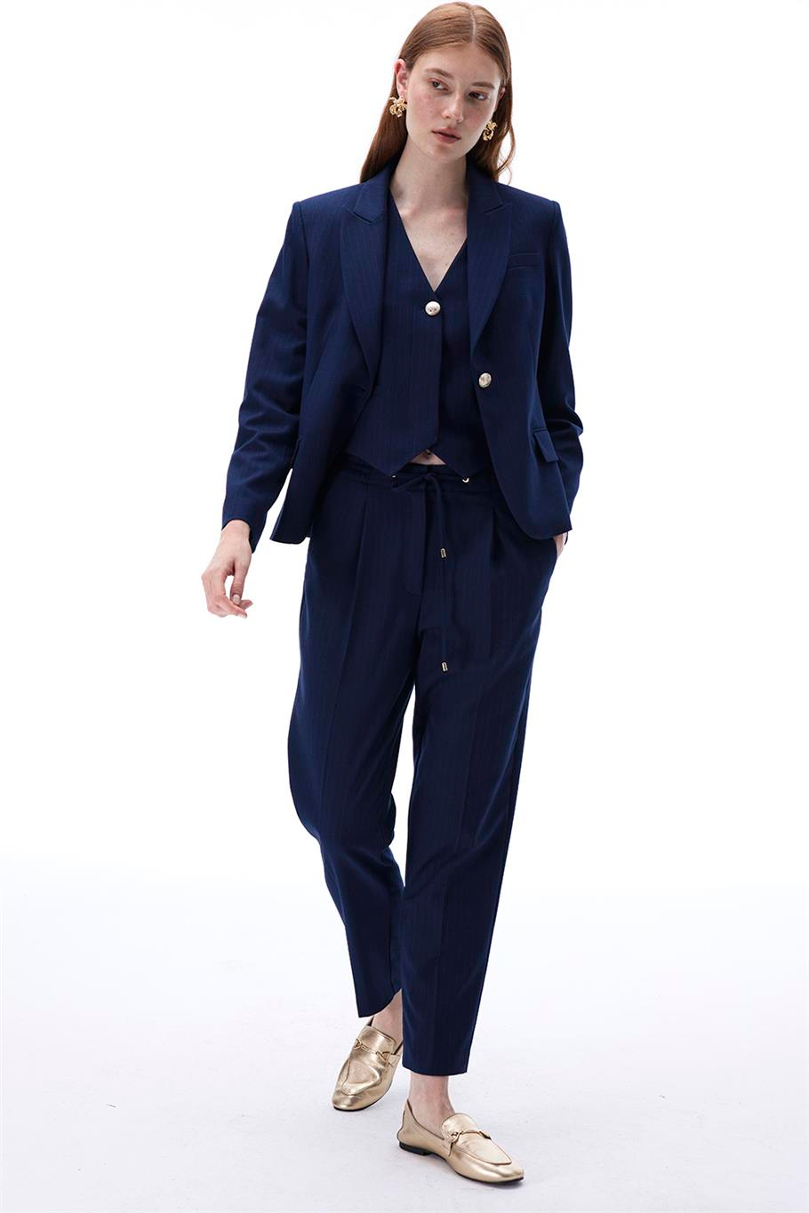 Actors Slim Fit Kısa Boy Takma Kol Ceket Yaka Lacivert Ceket