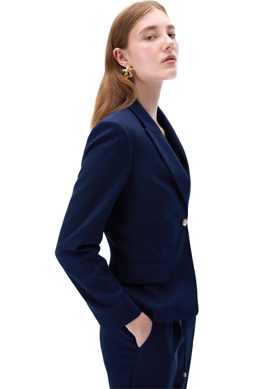 Actors Slim Fit Kısa Boy Takma Kol Ceket Yaka Lacivert Ceket