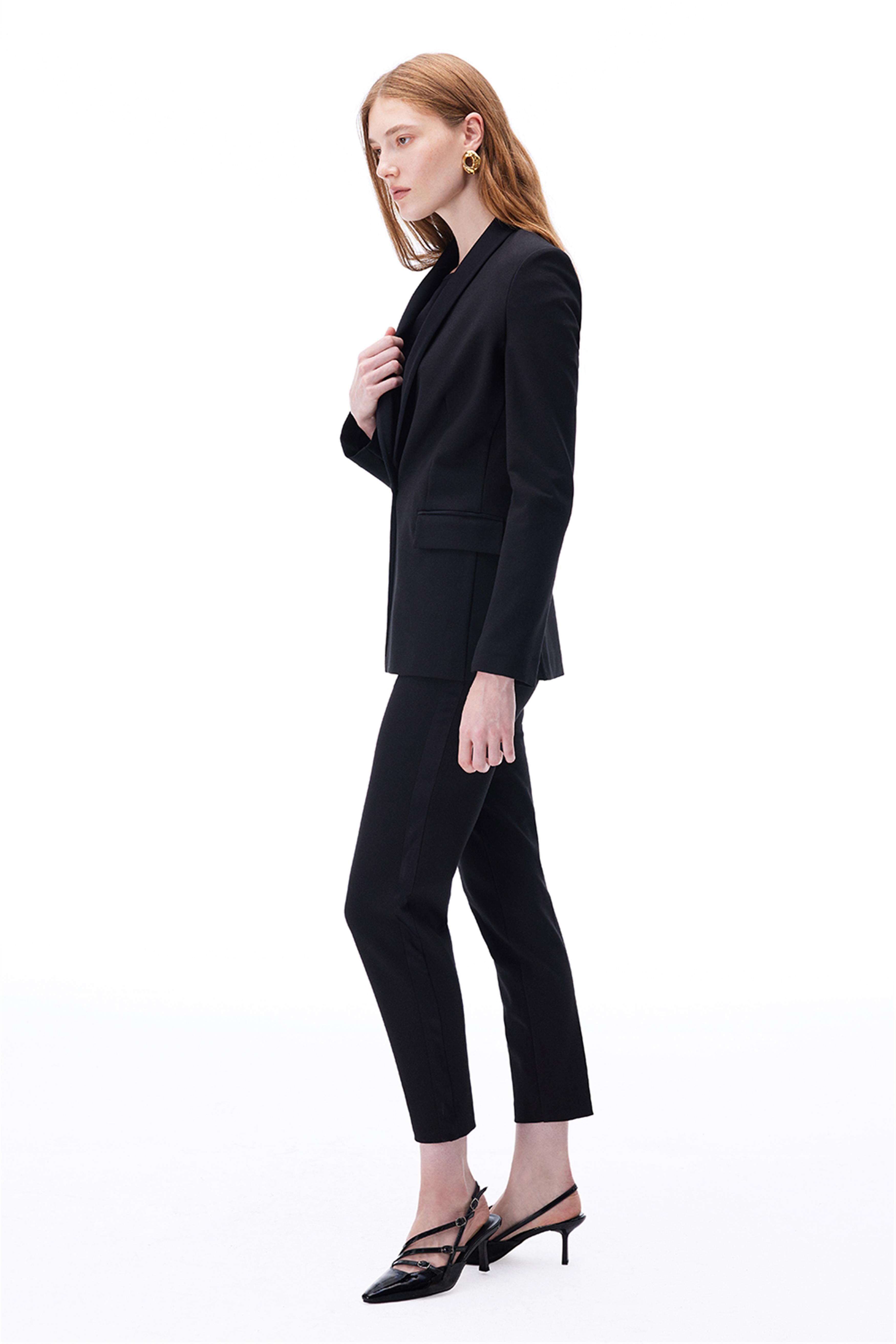 Ademirs Regular Fit Takma Kol Şal Yaka Siyah Ceket