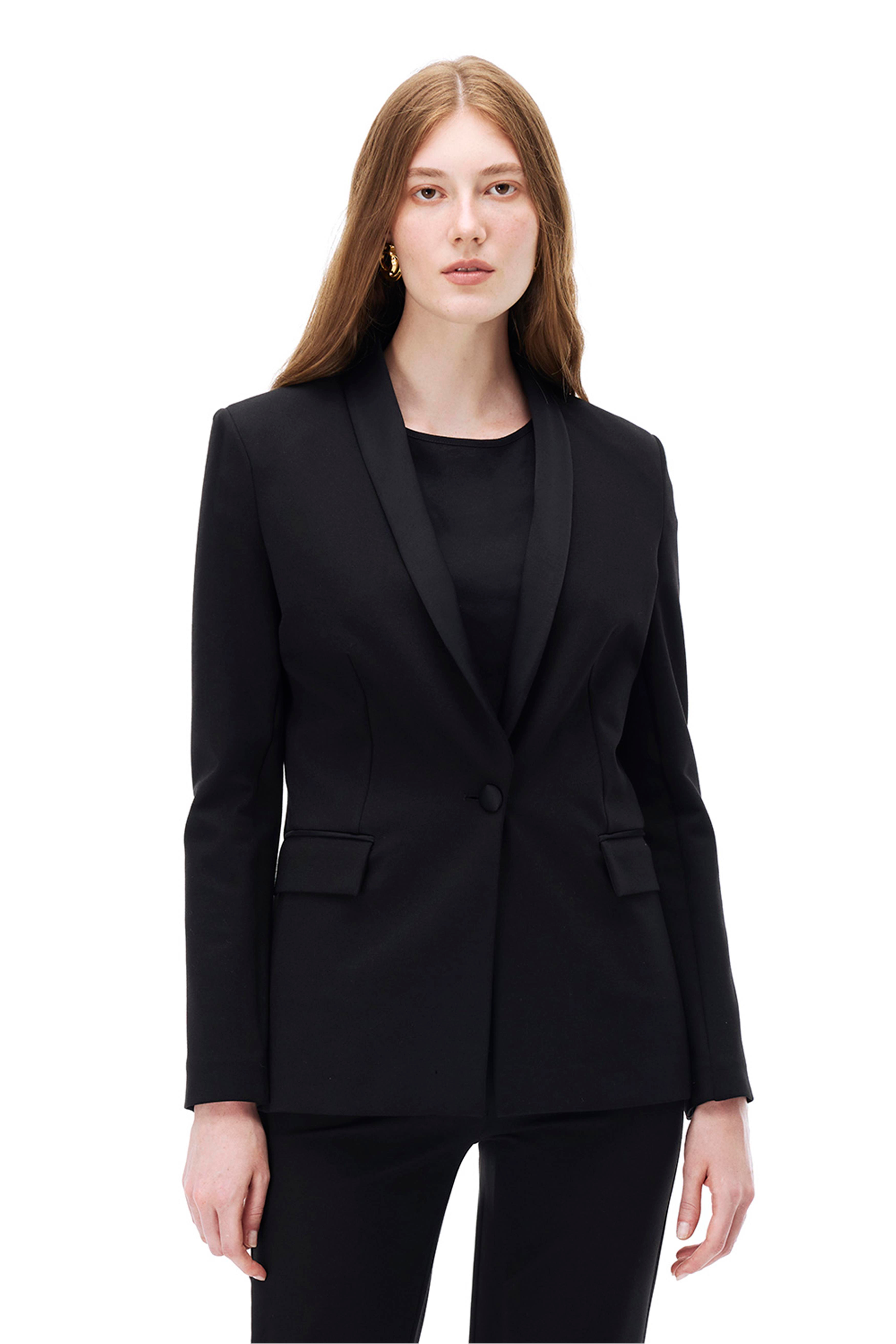 Ademirs Regular Fit Takma Kol Şal Yaka Siyah Ceket