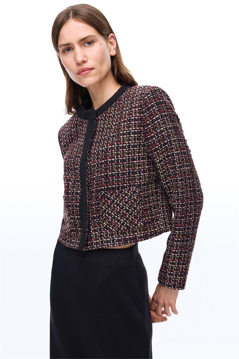 Aidias Regular Fit Kısa Boy Takma Kol Bisiklet Yaka Siyah Ceket