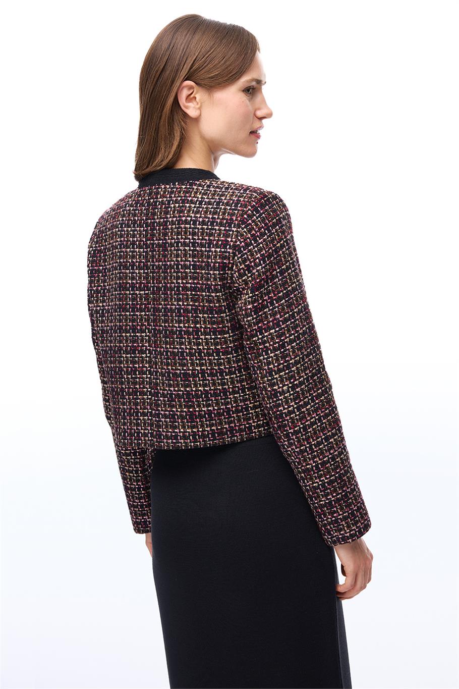 Aidias Regular Fit Kısa Boy Takma Kol Bisiklet Yaka Siyah Ceket