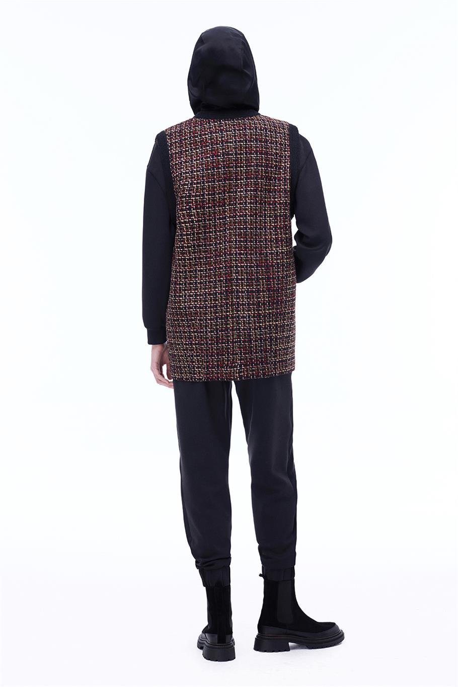 Aidias Regular Fit Standart Boy Sıfır Kol Bisiklet Yaka Siyah Yelek