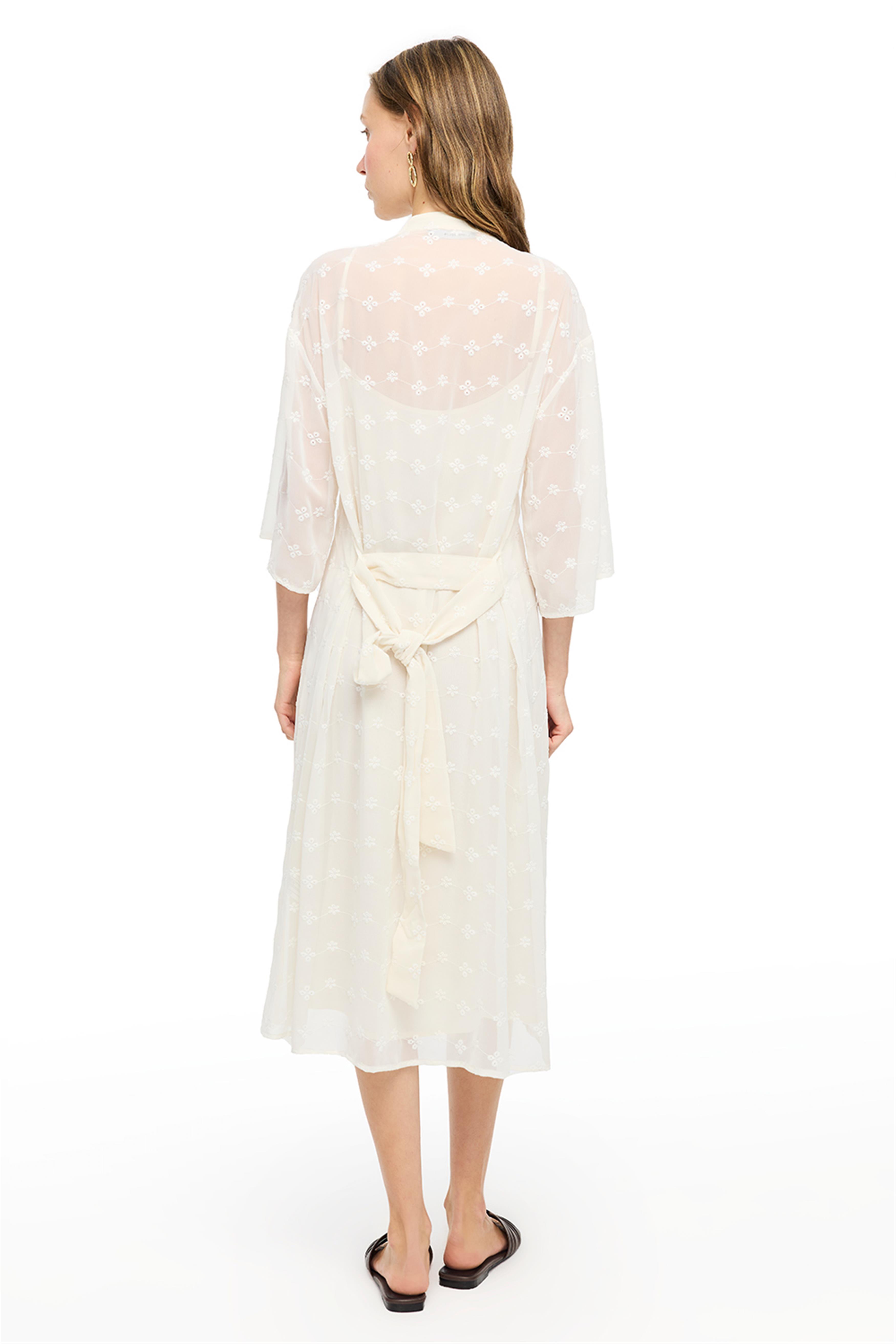 Akilas Regular Fit Düşük Kollu V-Yaka Ekru Renk Elbise