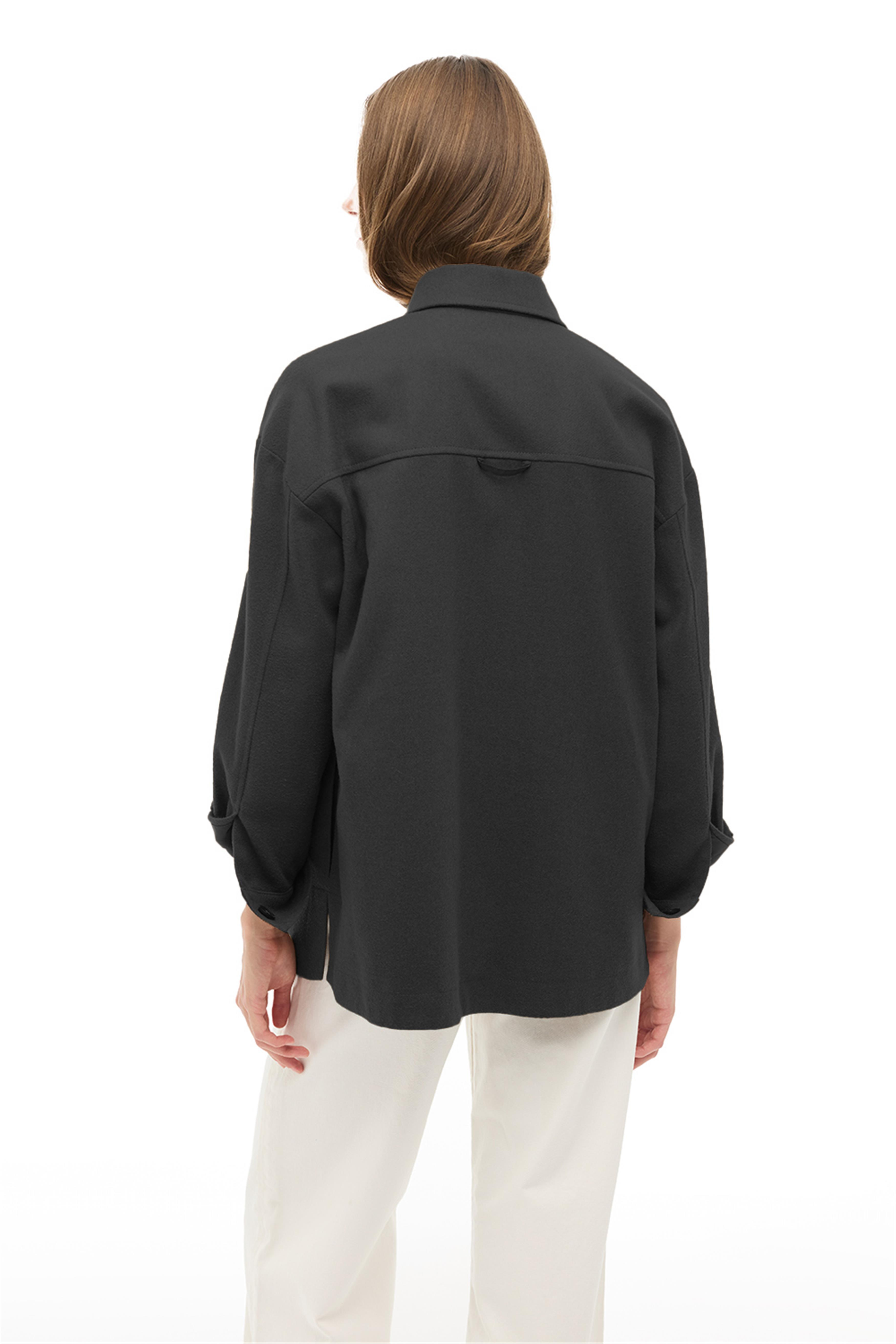 Angels Regular Fit Standart Boy Düşük Kollu Gömlek Yaka Siyah Mont