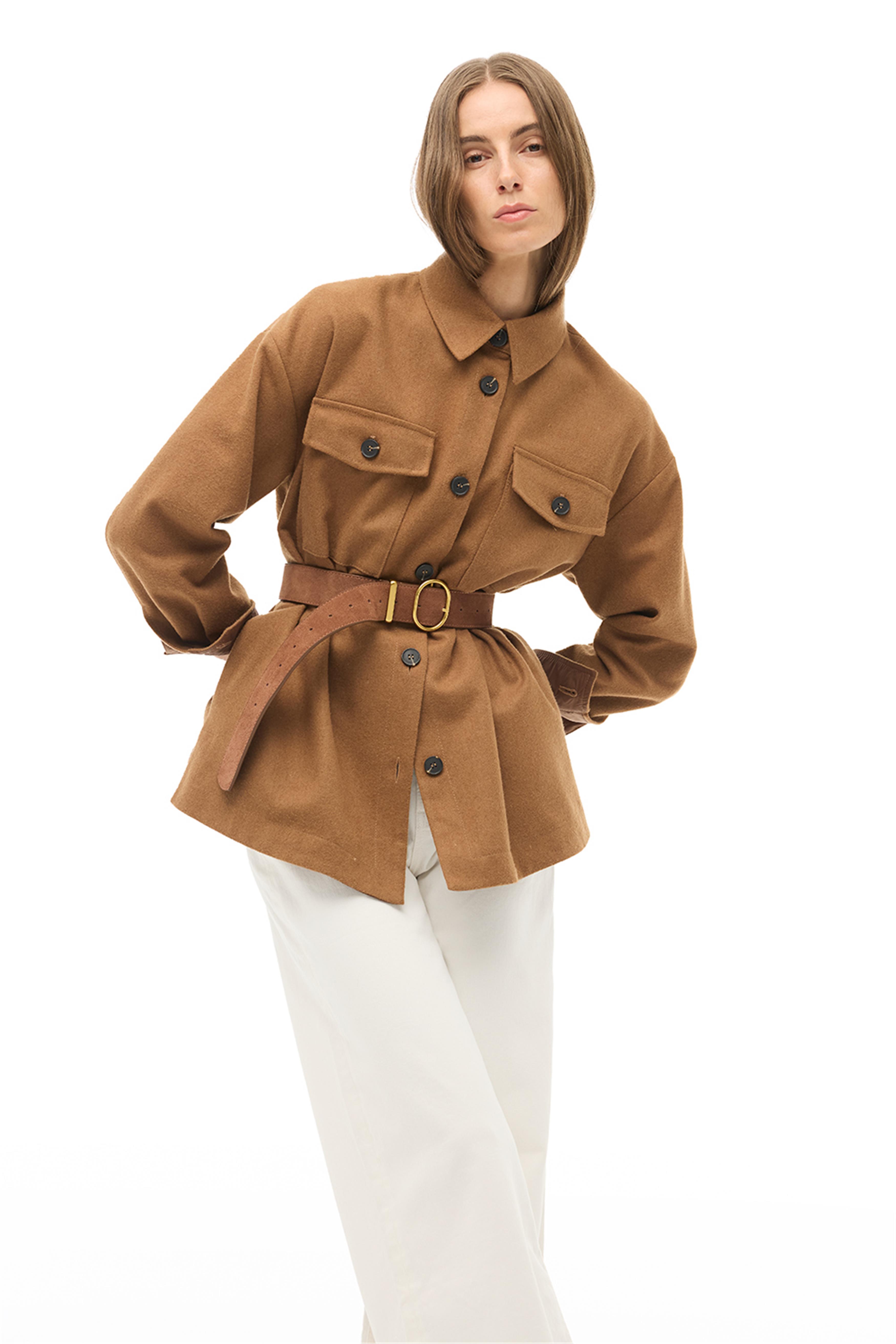 Angels Regular Fit Standart Boy Düşük Kollu Gömlek Yaka Devetuyu Mont