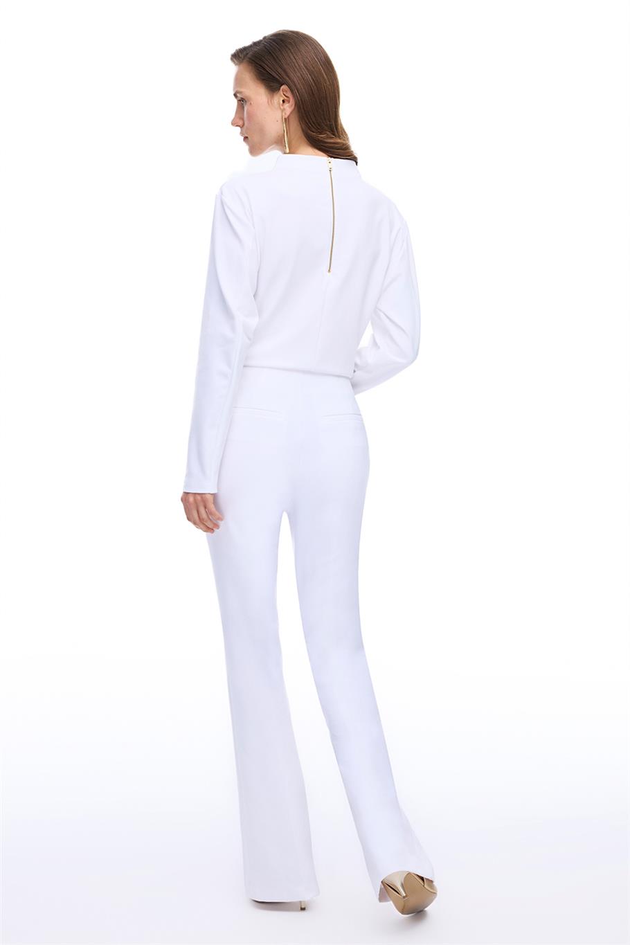 Animas Slim Fit Uzun Boy Beyaz Pantolon