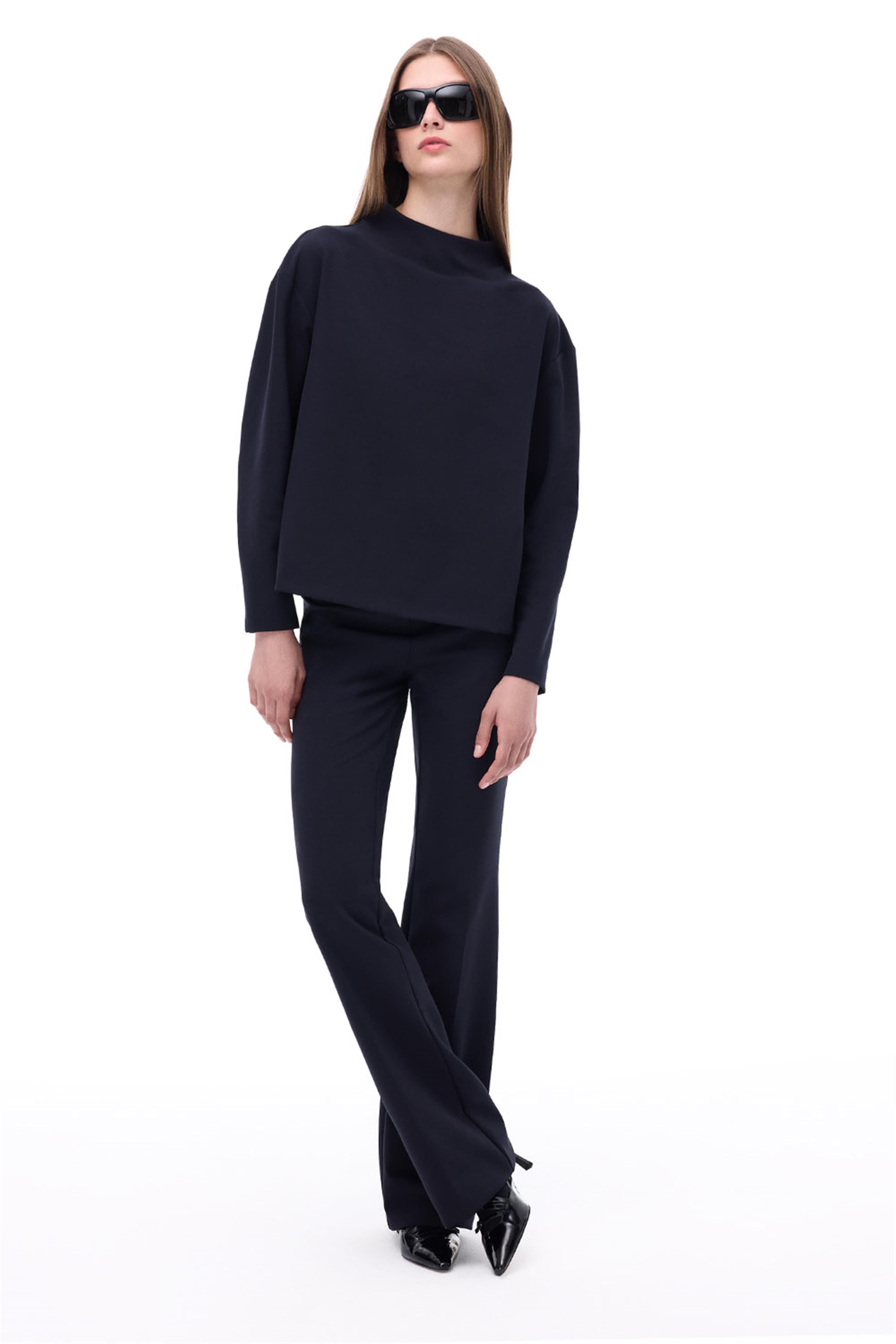 Animas Slim Fit Uzun Boy Geniş Paça Siyah Renk Kadın Pantolon