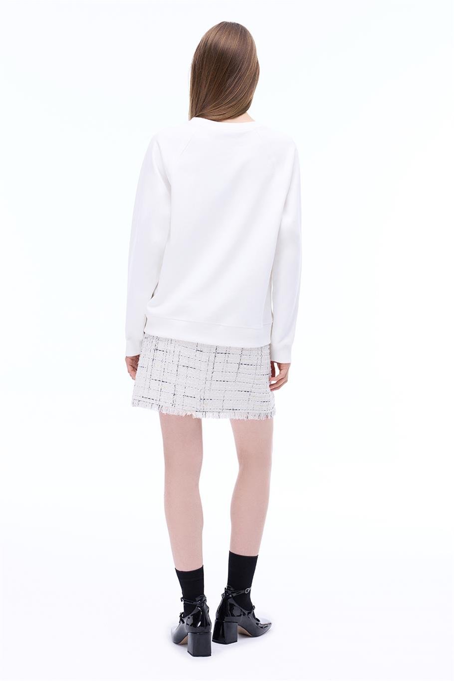 Antors Regular Fit Standart Boy Reglan Kol V-Yaka Ekru Ust