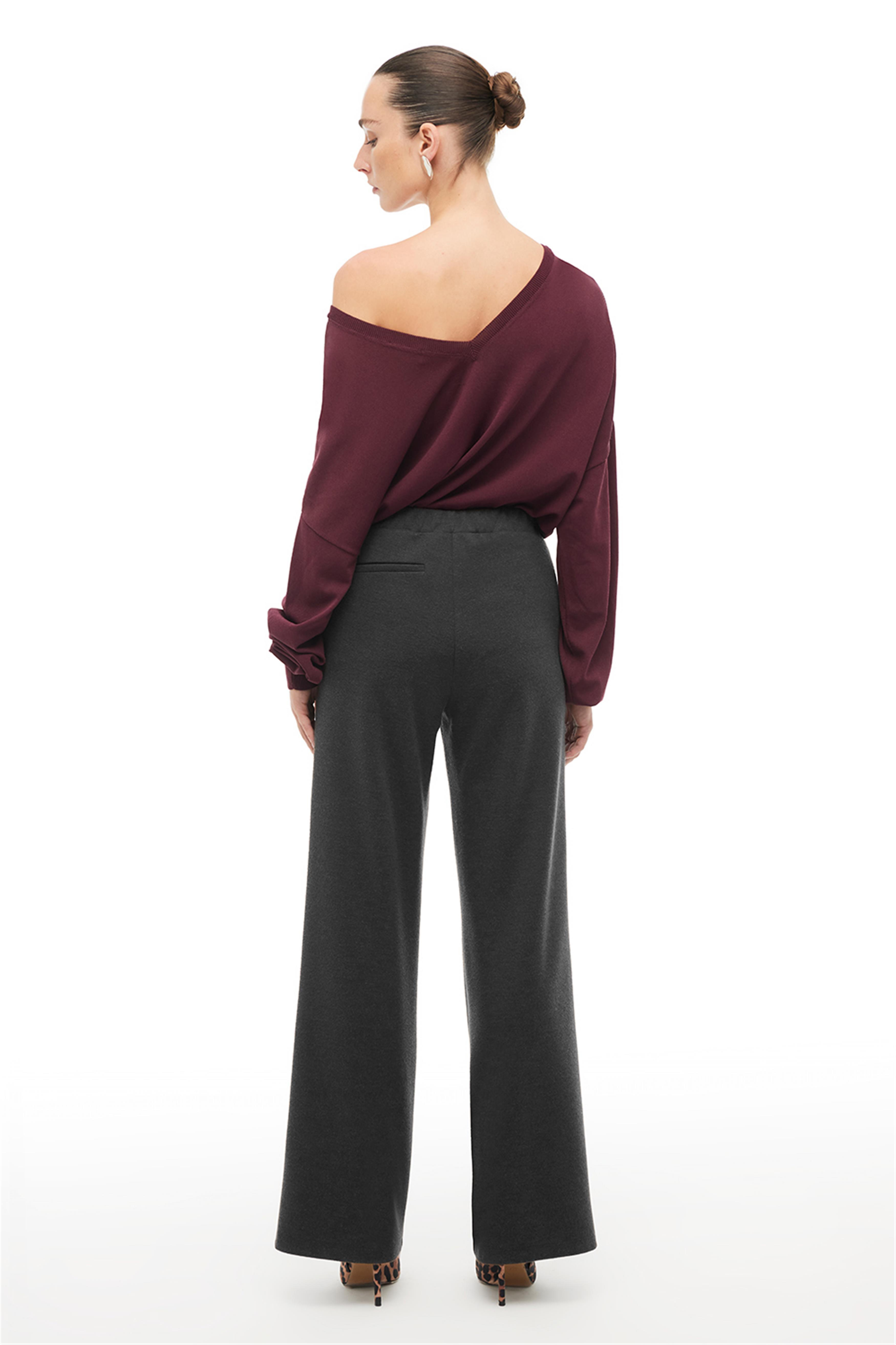 Antrasit Geniş Paça Örme Pantolon