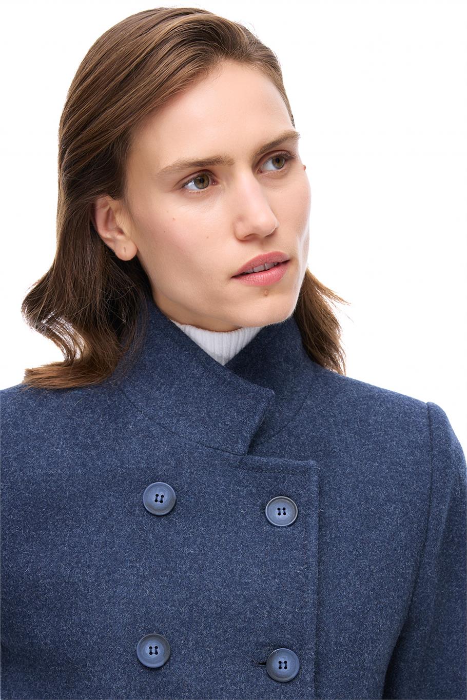 Arlines Diz Üstü Takma Kol Hakim Yaka Lacıvert Renk Kadın Kaban