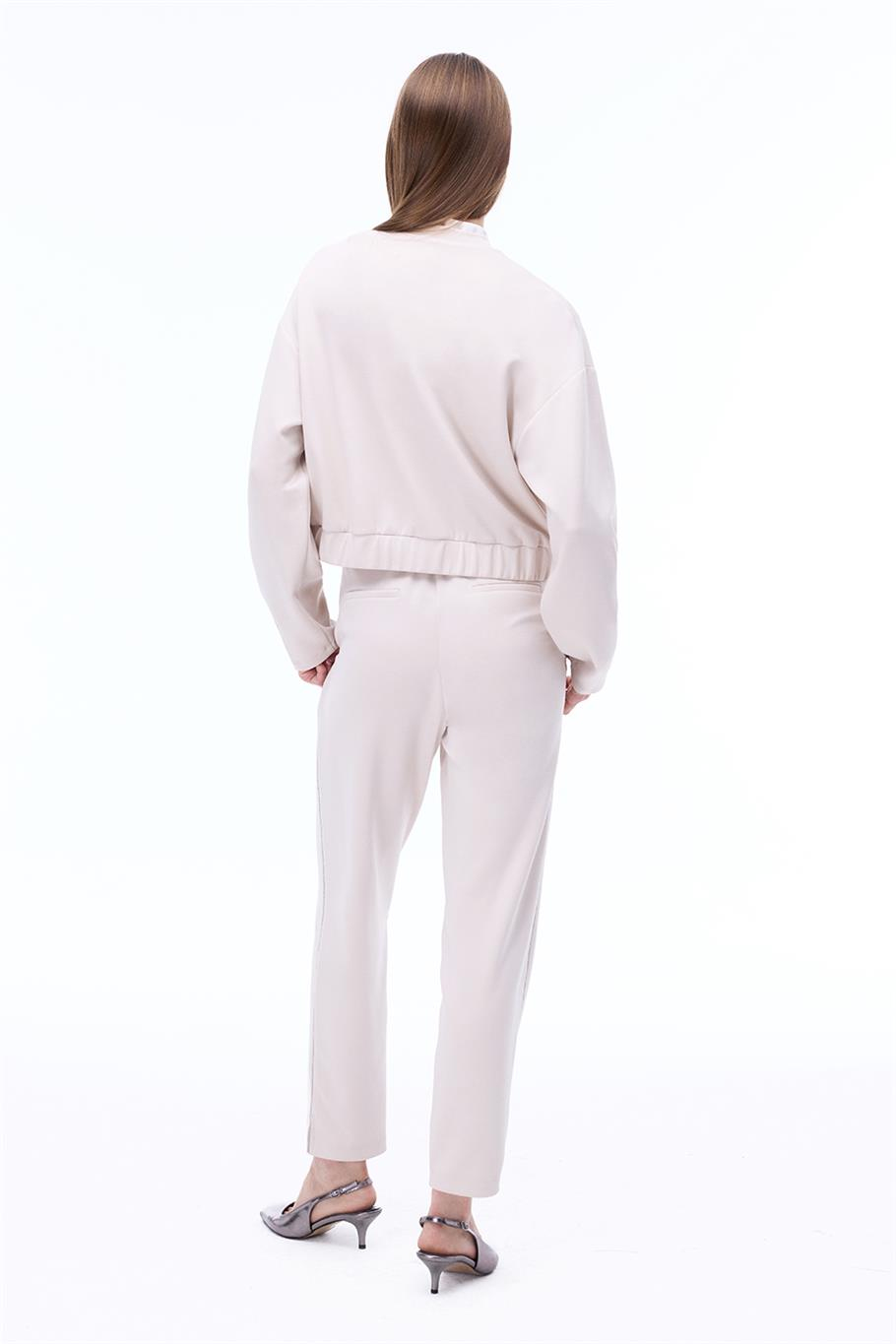 Arnes Regular Fit Standart Boy Takma Kol Bisiklet Yaka Bej Mont