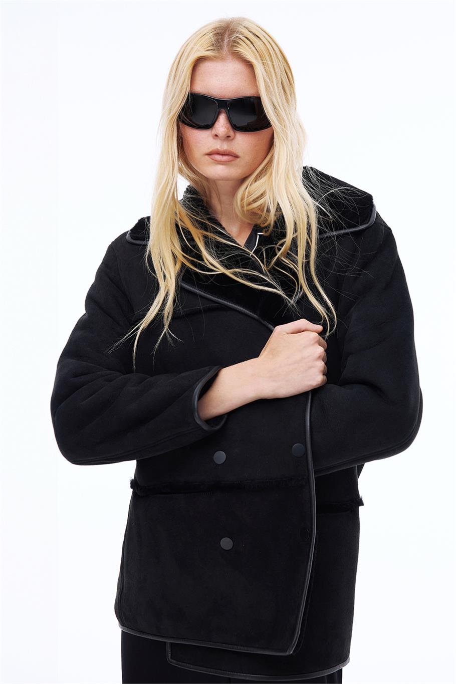 Avilas Rahat Kalıp Standart Boy Takma Kol Ceket Yaka Siyah Kurk