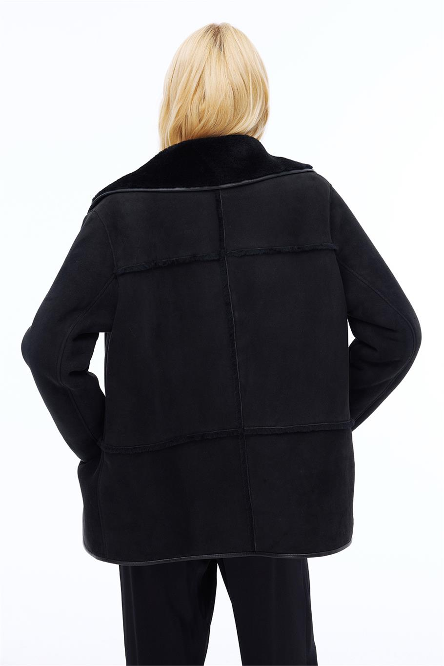 Avilas Rahat Kalıp Standart Boy Takma Kol Ceket Yaka Siyah Kurk