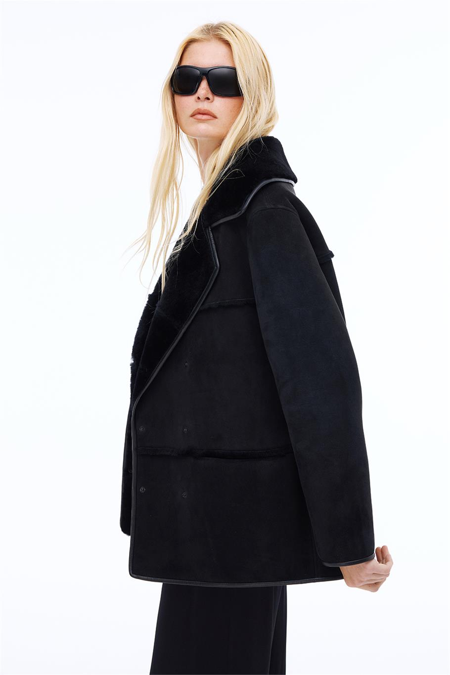 Avilas Rahat Kalıp Standart Boy Takma Kol Ceket Yaka Siyah Kurk