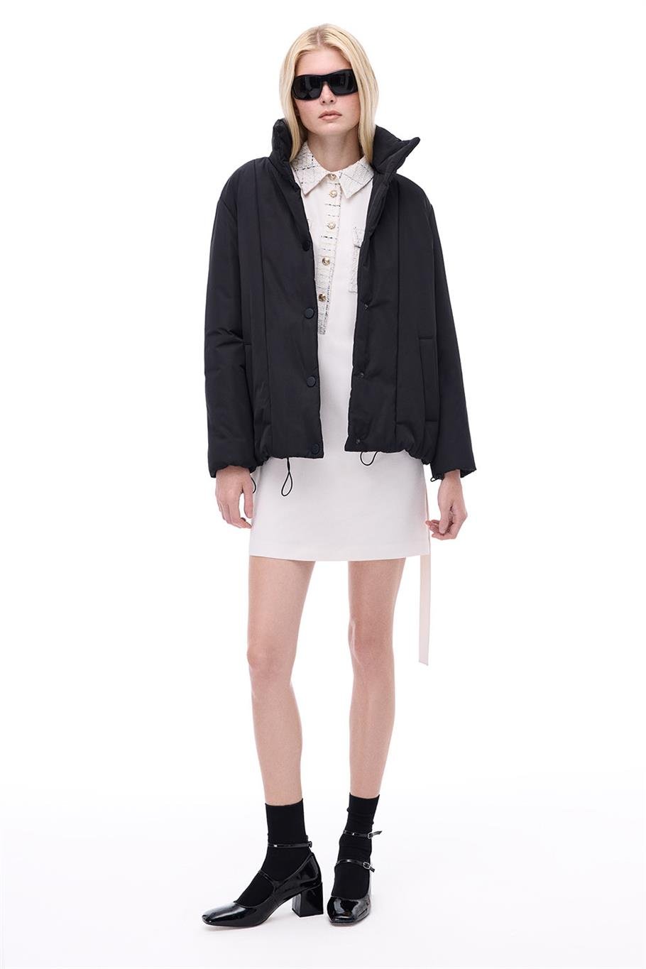 Awans Rahat Kalıp Kısa Boy Takma Kol Hakim Yaka Siyah Mont