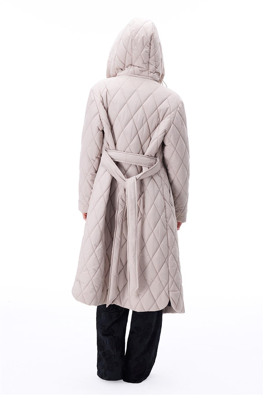 Awans Regular Fit Diz Altı Takma Kol Hakim Yaka Bej Mont