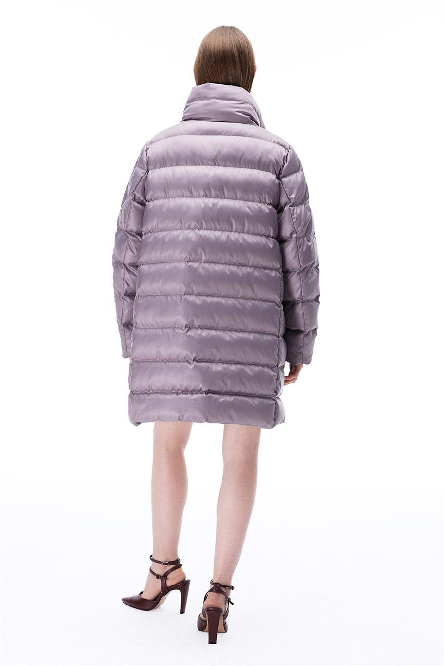 Awans Regular Fit Diz Üstü Takma Kol Hakim Yaka Gri Mont