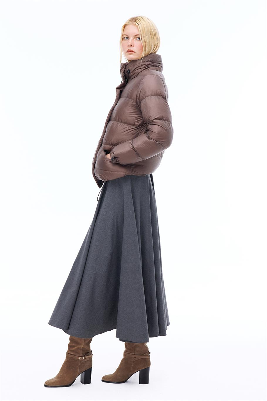 Awans Regular Fit Kısa Boy Takma Kol Hakim Yaka Vizon Mont