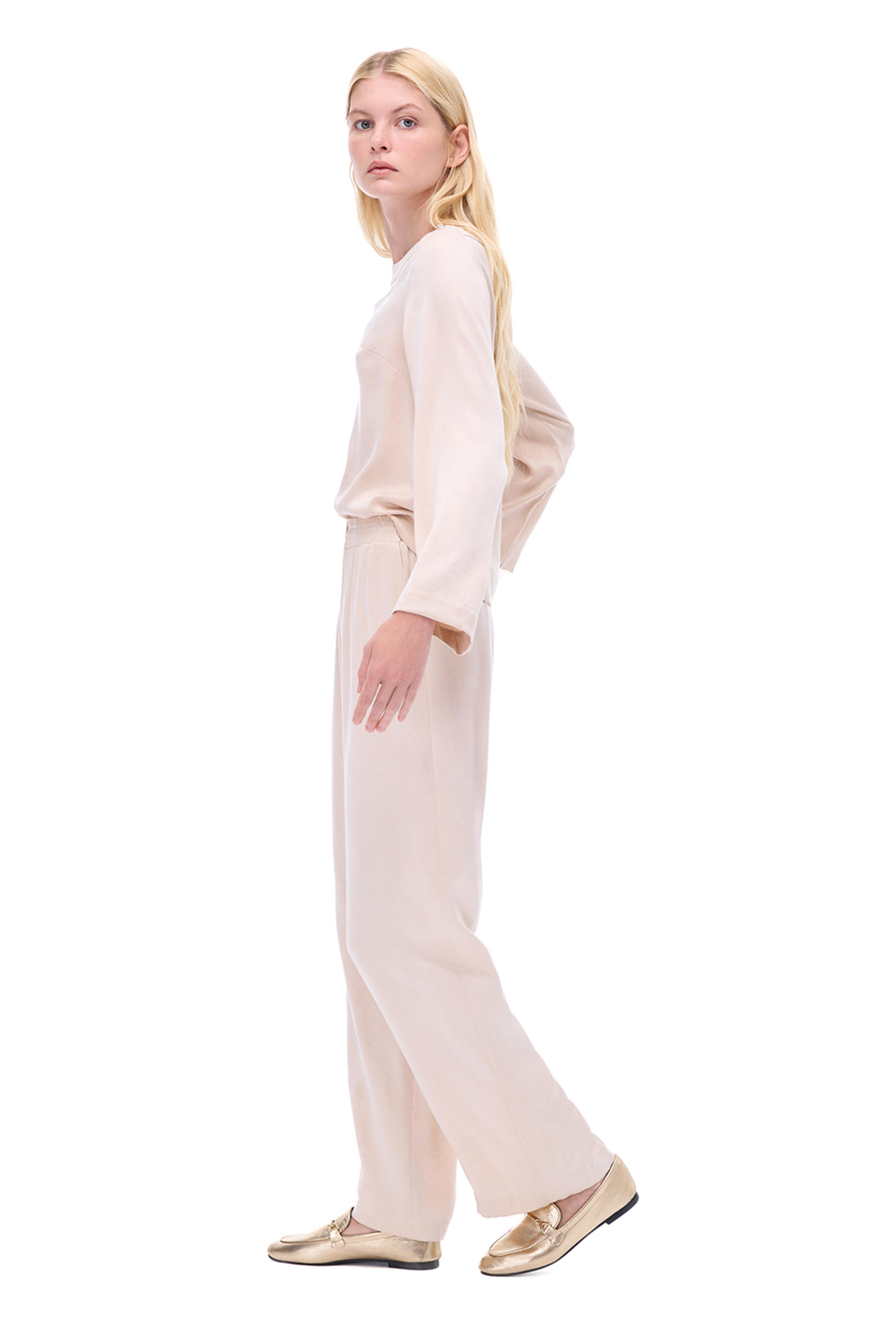 Bambuck Regular Fit Geniş Paça Bej Renk Kadın Pantolon