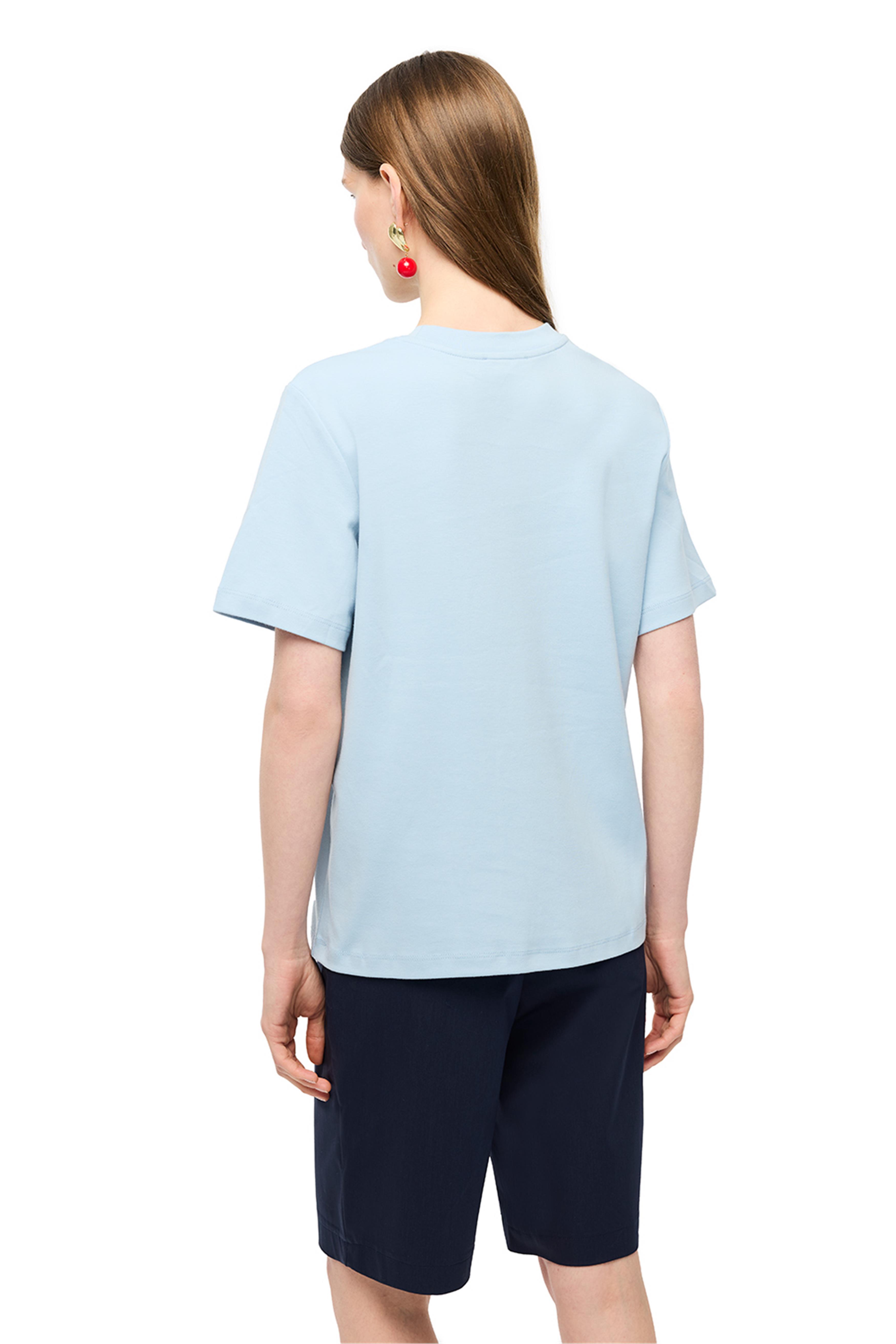 Bebe Mavisi Çizgili Bisiklet Yaka Pamuklu Tişört